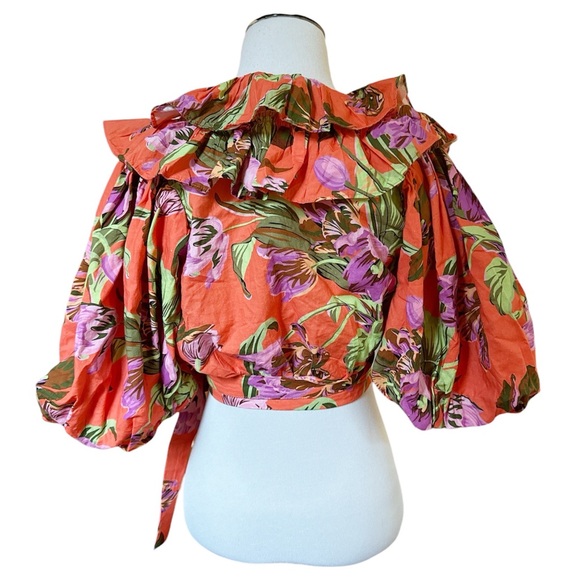 Love the Label puff sleeve crop wrap top size Small - Picture 2 of 7